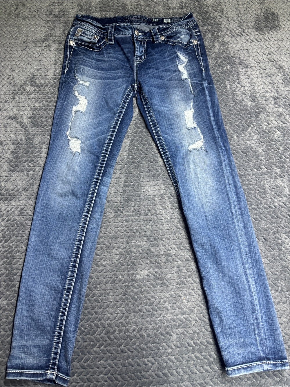 Miss Me Women’s Distressed Blue Skinny Jeans - Classic Slim Fit